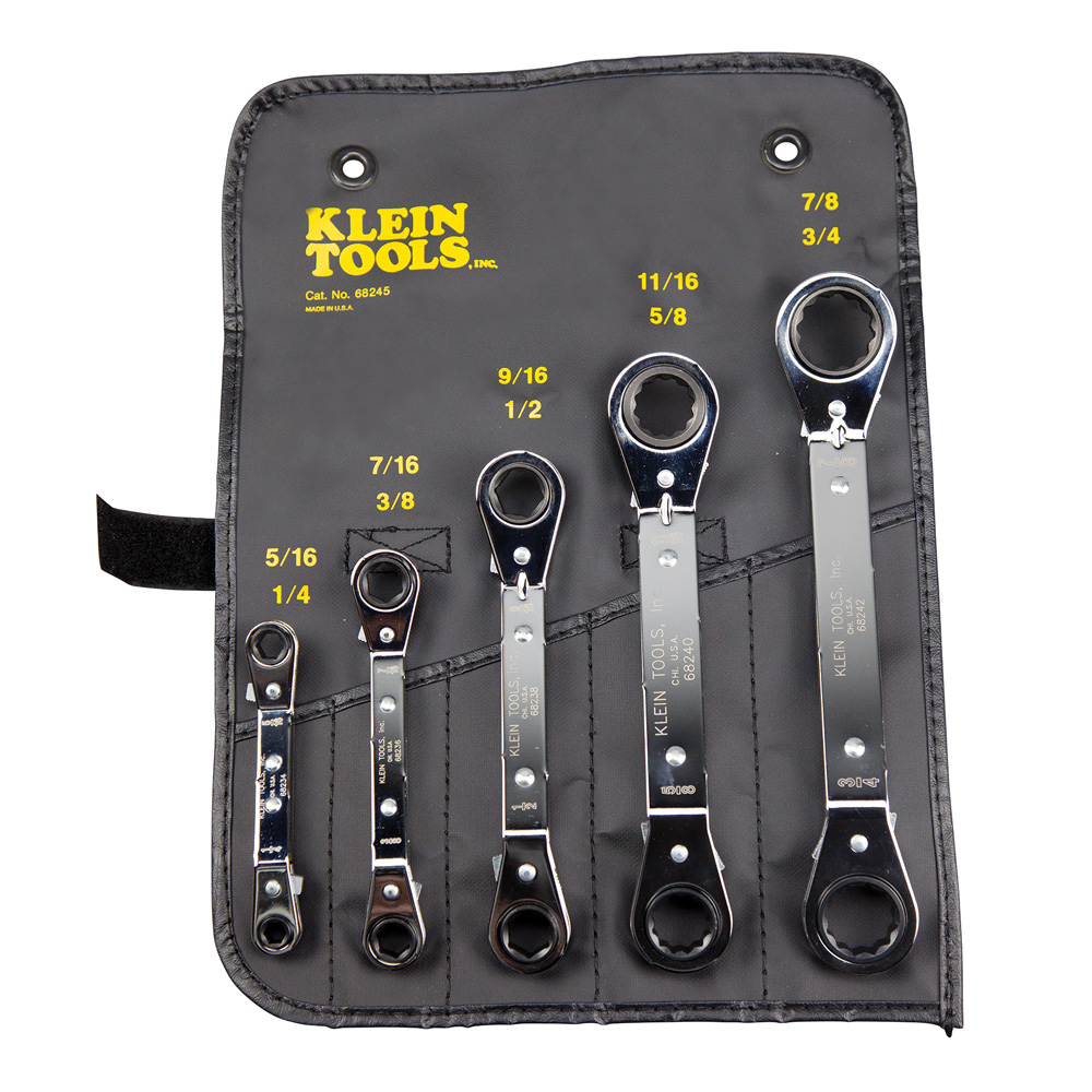 Klein Reversible Ratcheting Box Wrench Set, 5-Piece # 68245