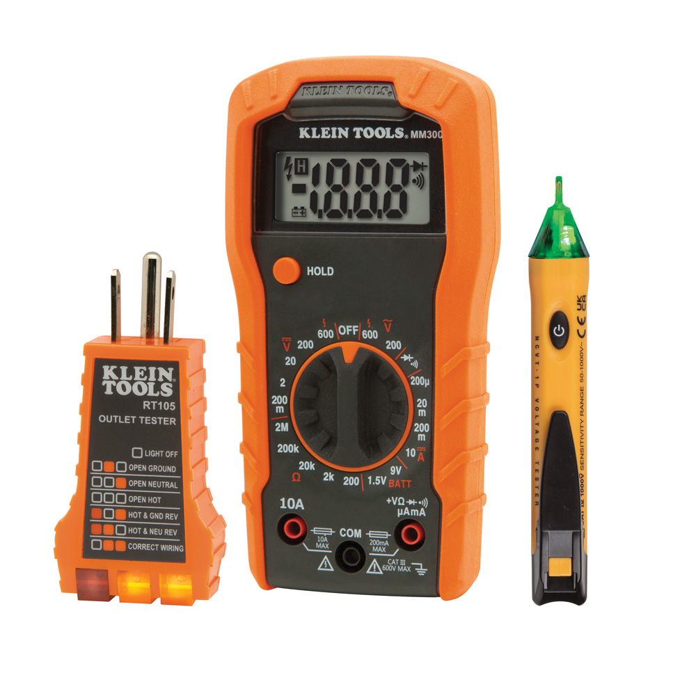 Klein Test Kit with Multimeter, Non-Contact Volt Tester, Receptacle Tester # 69149P