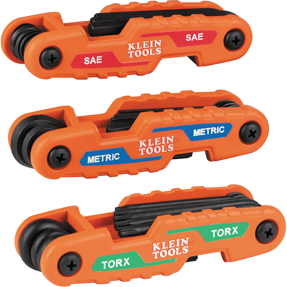Klein Pro Folding Hex Key Set, 31-Key, SAE, Metric, Torx Sizes, 3-Piece # 70553