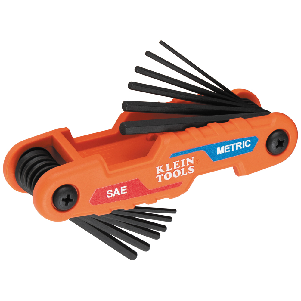 Klein Compact Folding Hex Key Set, 12-Key, SAE, Metric Sizes # 70590