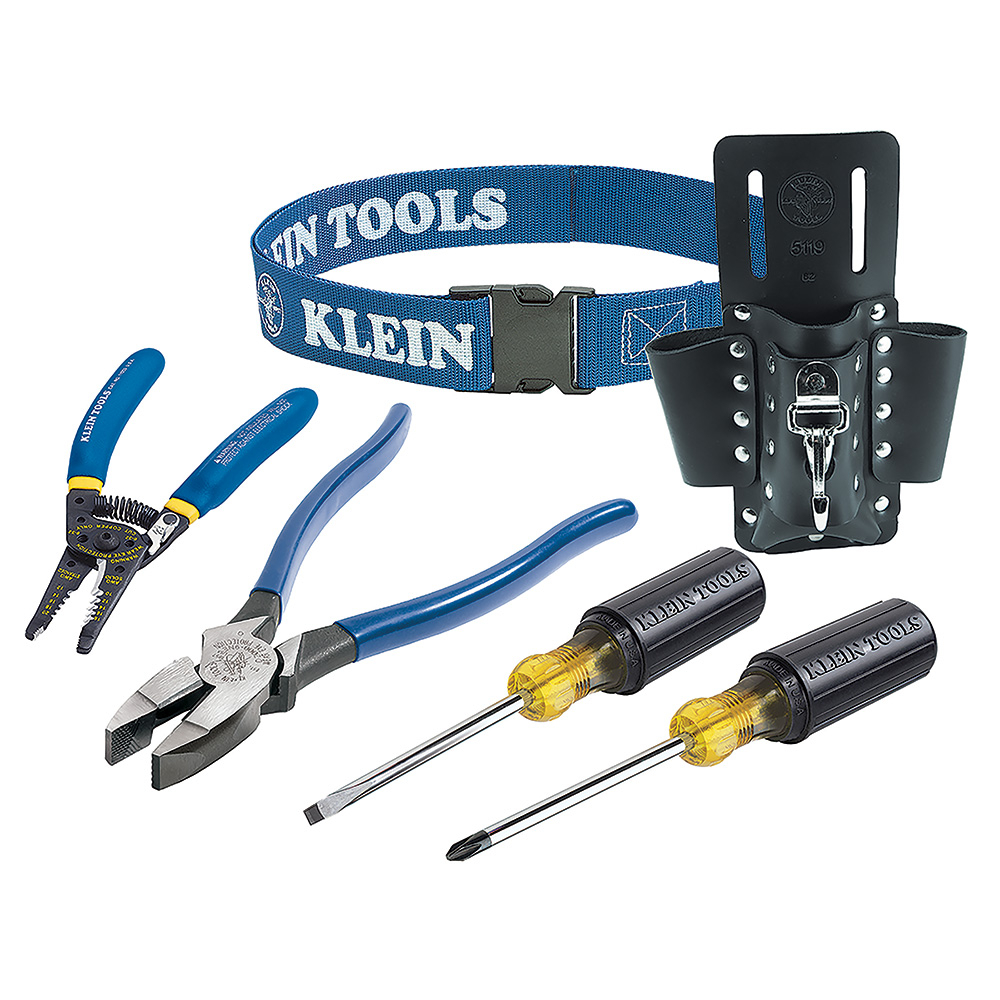 Klein Trim-Out Tool Set with Leather Tool Pouch, 6-Piece # 80006