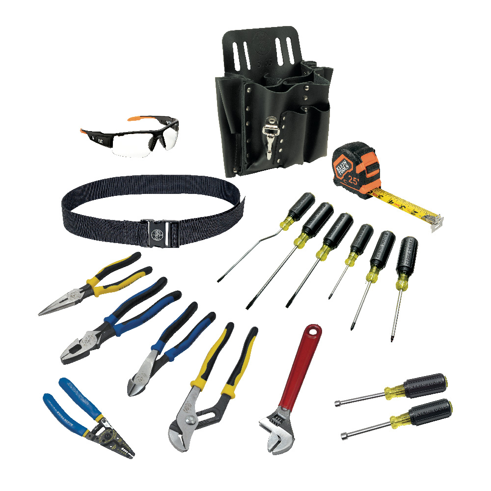 Klein Journeyman Tool Set with Tool Belt and Leather Pouch, 18-Piece # 80118