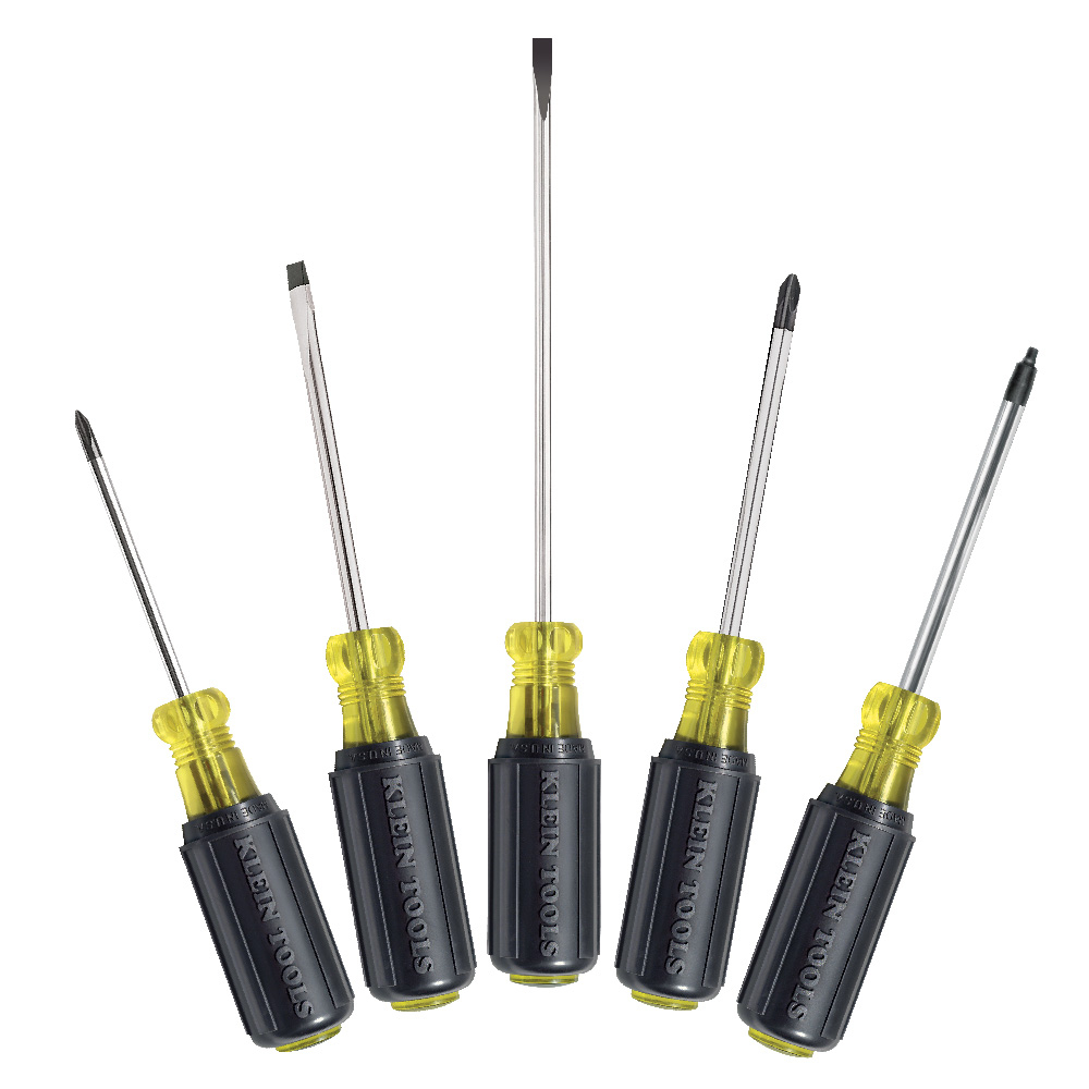 Klein Screwdriver Set, Slotted, Phillips and Square, 5-Piece # 85445