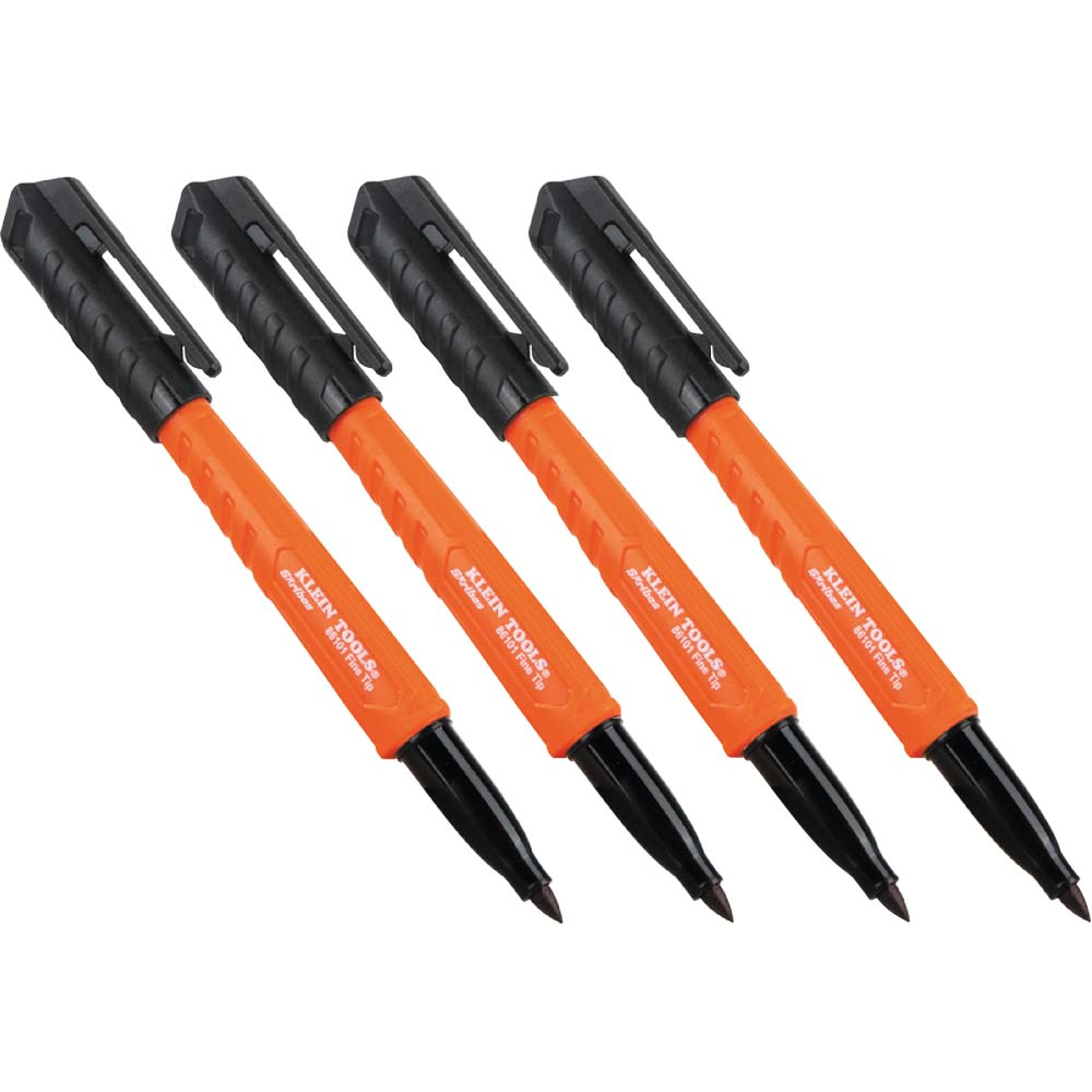 Klein Skribes Fine Tip Permanent Markers, Black, 4-Pack # 861014