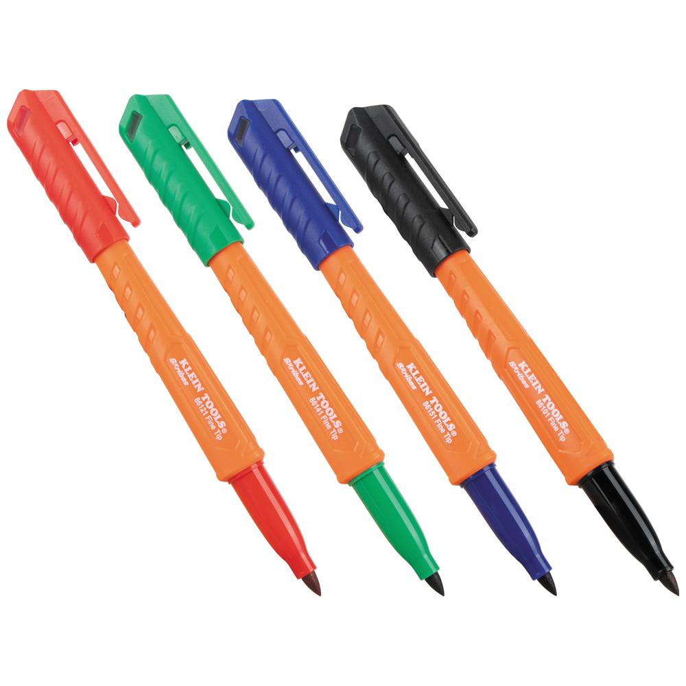 Klein Skribes Fine Tip Permanent Markers, Multi-Color, 4-Pack # 861914
