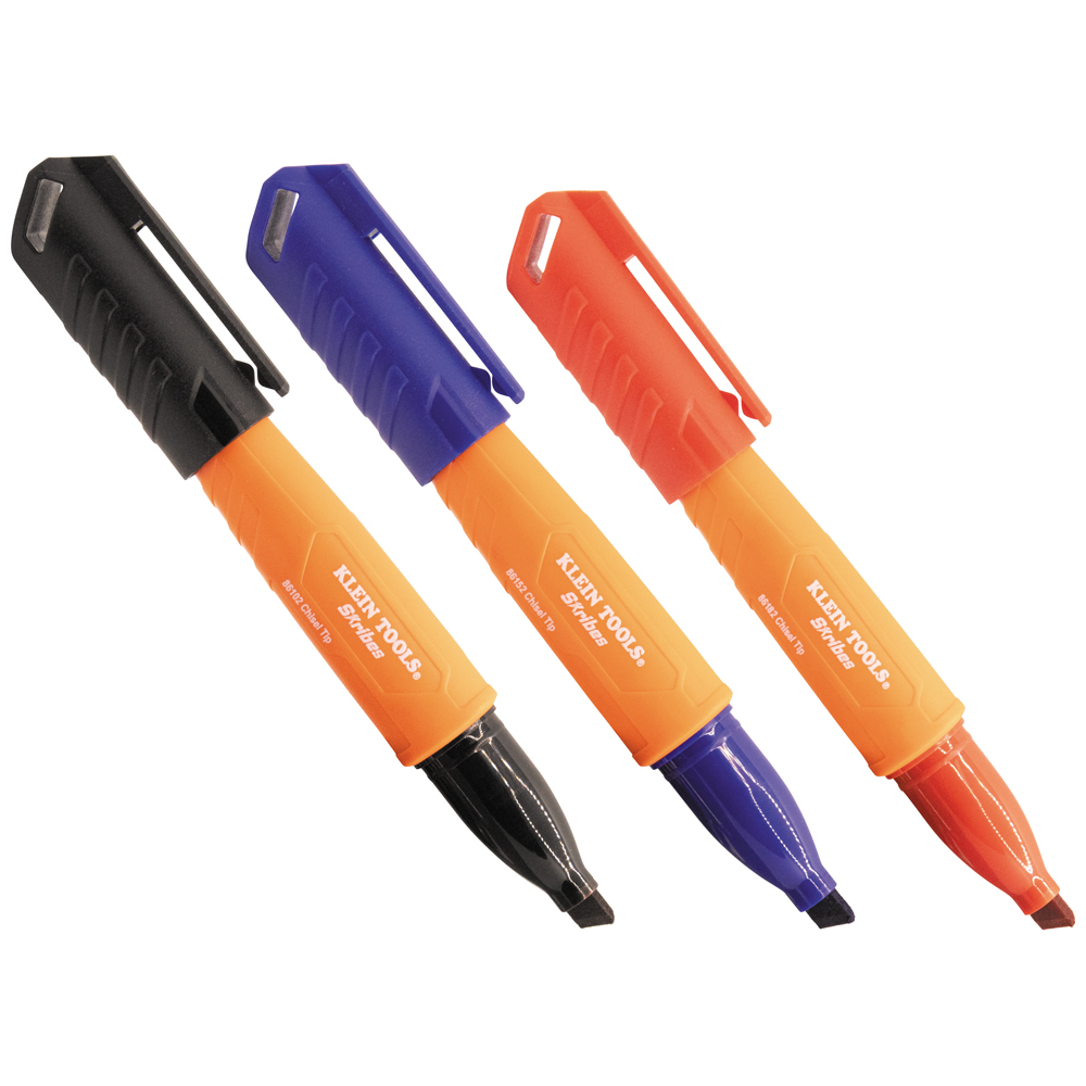 Klein Skribes Chisel Tip Permanent Markers, Multi-Color, 3-Piece # 861923