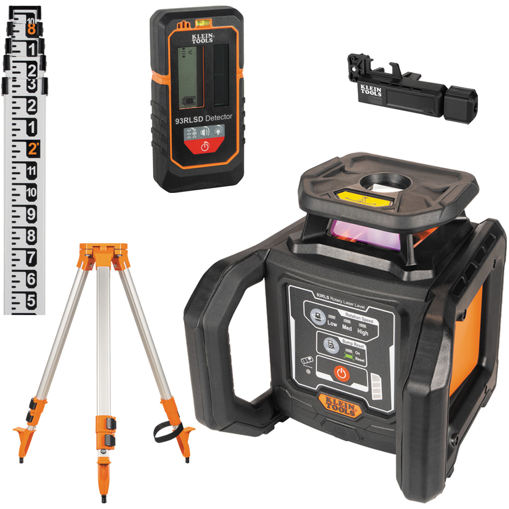 Klein Green Rotary Laser Level, Self-Leveling with Plumb Spot and Tripod # 93RLS