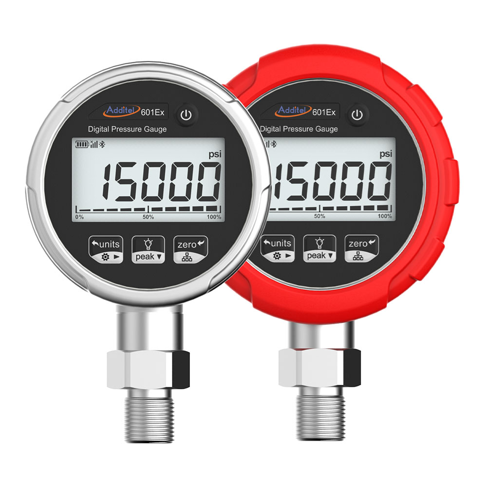 Additel ADT601EX, Digital Pressure Test Gauge, ATEX Certified Intrinsically Safe, 0.5%FS, -15 to 0 PSI, Compound Pressure, 1/2NPT M # ADT601EX-50-V15-PSI-N2