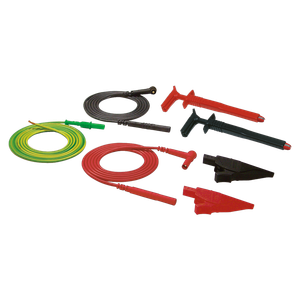 AEMC Instruments Lead - Set of 3 (2 Color-Coded Safety Leads, 1 Ground Lead, 2 Color-Coded Alligator Clips, 2 Color-Coded Grip Probes) for Power Supply Models AX501-AX503