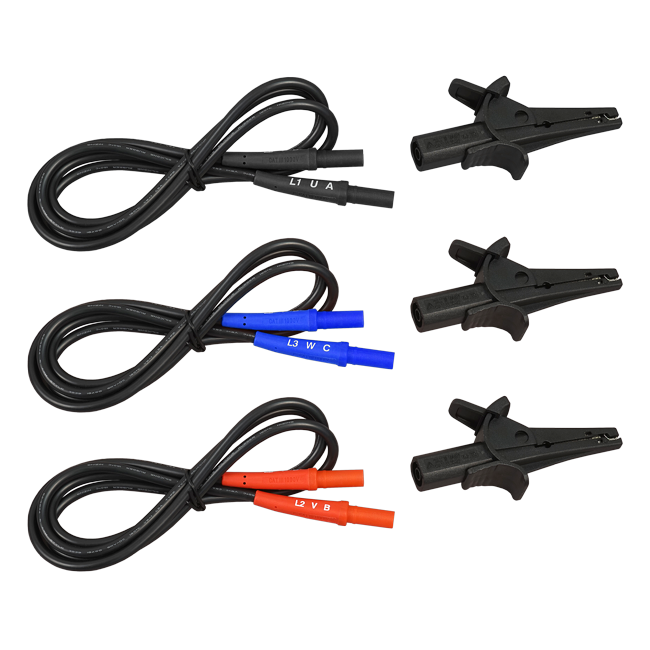 AEMC Instruments Lead – Replacement, Set of 3, Color-coded (1000V CAT III, 10A) w/clips for Models 6608 & 6609 # 2121.55