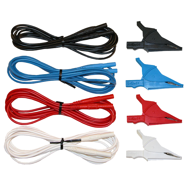 AEMC Instruments Lead - Set of 4, 10 ft Color-Coded w/Color-coded Alligator Clips (Red, Black, Blue & White) # 2140.64