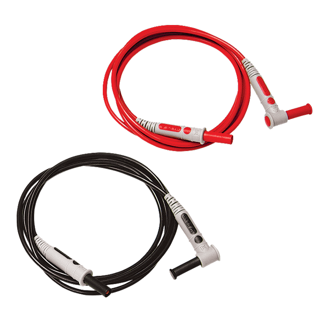 AEMC Instruments Lead - Set of 2, 5 ft Screw-on Color-Coded (Rd/Bk) Silicone Insulated Safety Leads St/Ra Banana Plug # 2152.15
