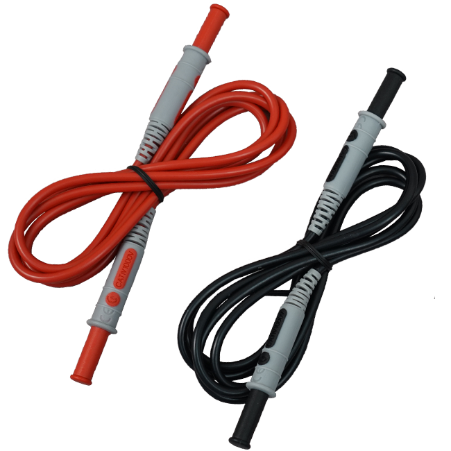 AEMC Instruments Lead - Set of 2, 5 ft PVC Color-Coded (Red/Black) w/4mm Straight/Straight Banana Plugs (Rated 1000V CAT IV, 15A, UL V2) # 5100.07