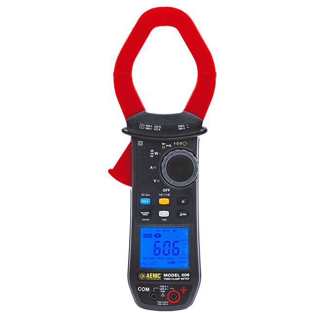 AEMC Instruments Power Clamp-on Meter Model 606 (TRMS, 1200V AC /1700V DC, 2000A AC /3000A DC, Ohms, Continuity, Power, THD) Replacement for Models 601, 603 & 605 # 606
