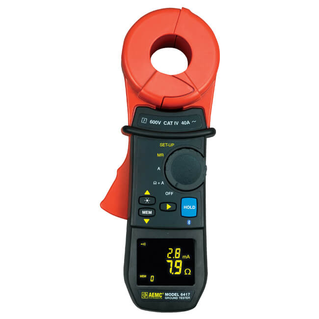 AEMC Instruments Ground Resistance Tester Model 6417 (Clamp-on, Bluetooth, Alarm, Memory, Dataview Software) # 6417