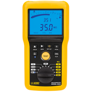 AEMC Instruments Megohmmeter Model 6534 (Digital w/Analog Bargraph, Alarm, 10V, 25V, 100V, 250V, 500V, Ohm, Continuity, V, kΩ, Memory, w/DataView Bluetooth Software) # 2155.55