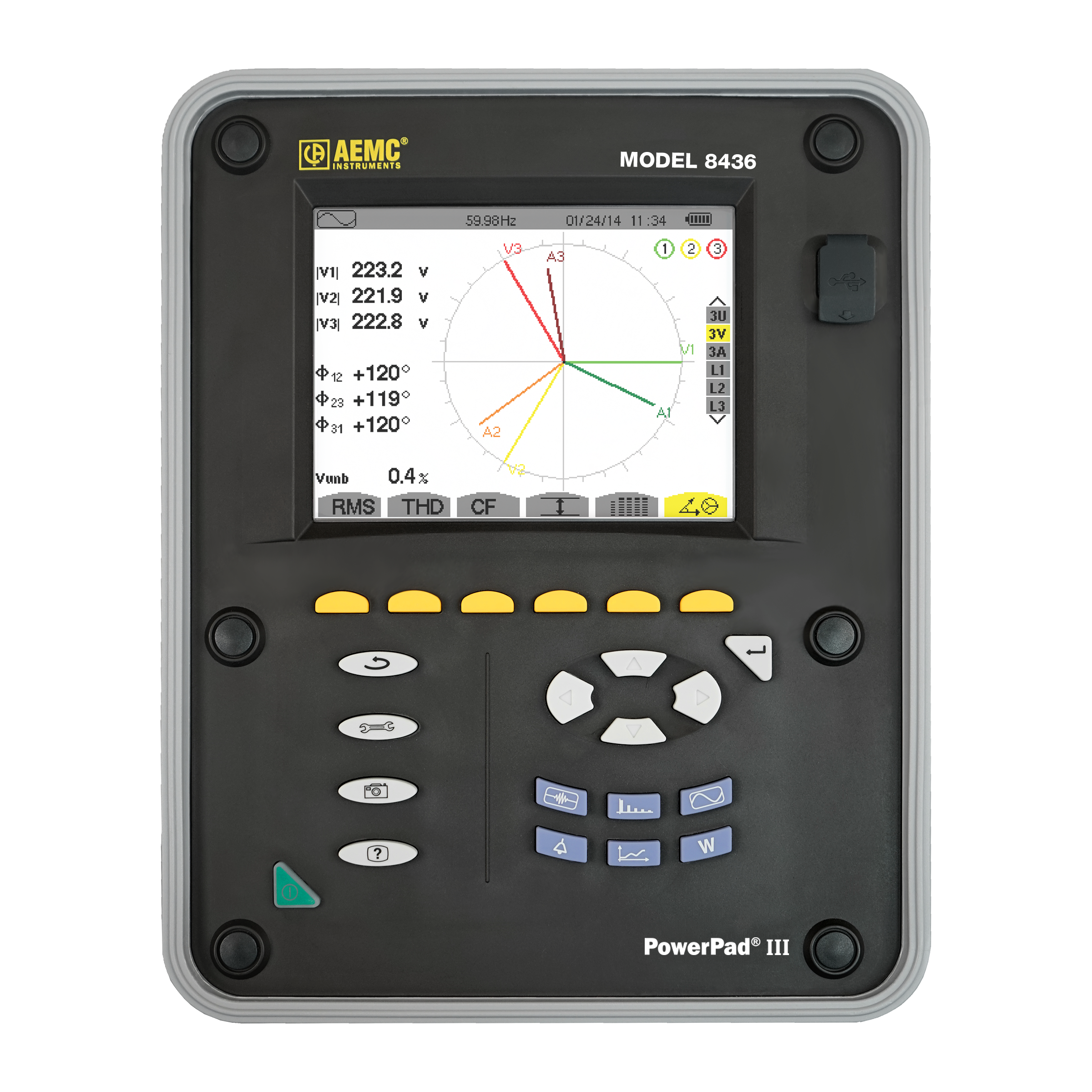 AEMC Instruments PowerPad III Model 8436 (No Sensors, Waterproof IP67) # 8436