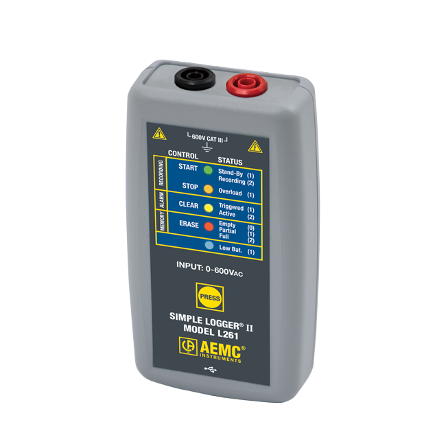 AEMC Instruments Simple Logger II Model L261 (1-Channel, TRMS, 600V AC/DC, Dataview Software) # L261