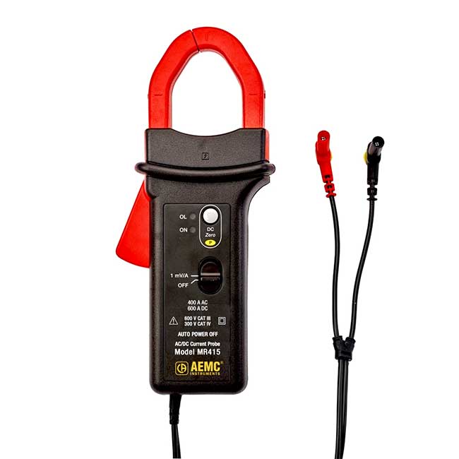 AEMC Instruments AC/DC Current Probe Model MR415 (400A AC, 1mV/A & 600A DC, 1mV/a, 4mm Banana Plug Lead) # MR415