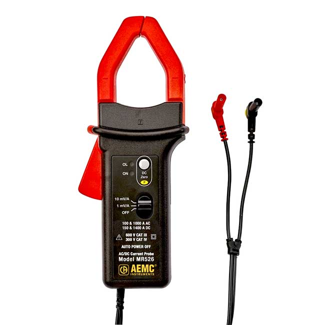 AEMC Instruments AC/DC Current Probe Model MR526 (100A AC, 150A DC, 10mV/A & 1000A AC, 1400A DC, 1mV/a, 4mm Banana Plug Lead) # MR526
