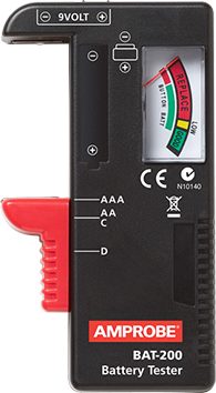 Amprobe BAT-200 Universal Battery Tester (9V, AA, AAA, C, D & 1.5V Button) # BAT-200