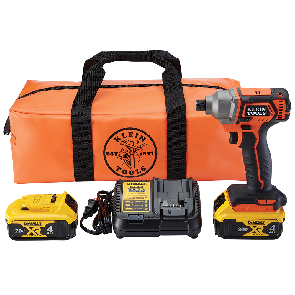 Klein Battery-Operated Compact Impact Driver, 1/4-Inch Hex Drive, Full Kit # BAT20CD1