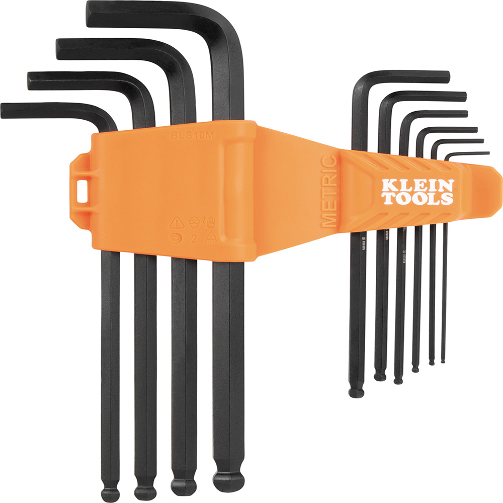 Klein Long Ball-End Hex Key Set, Metric, 10-Piece # BLS10M