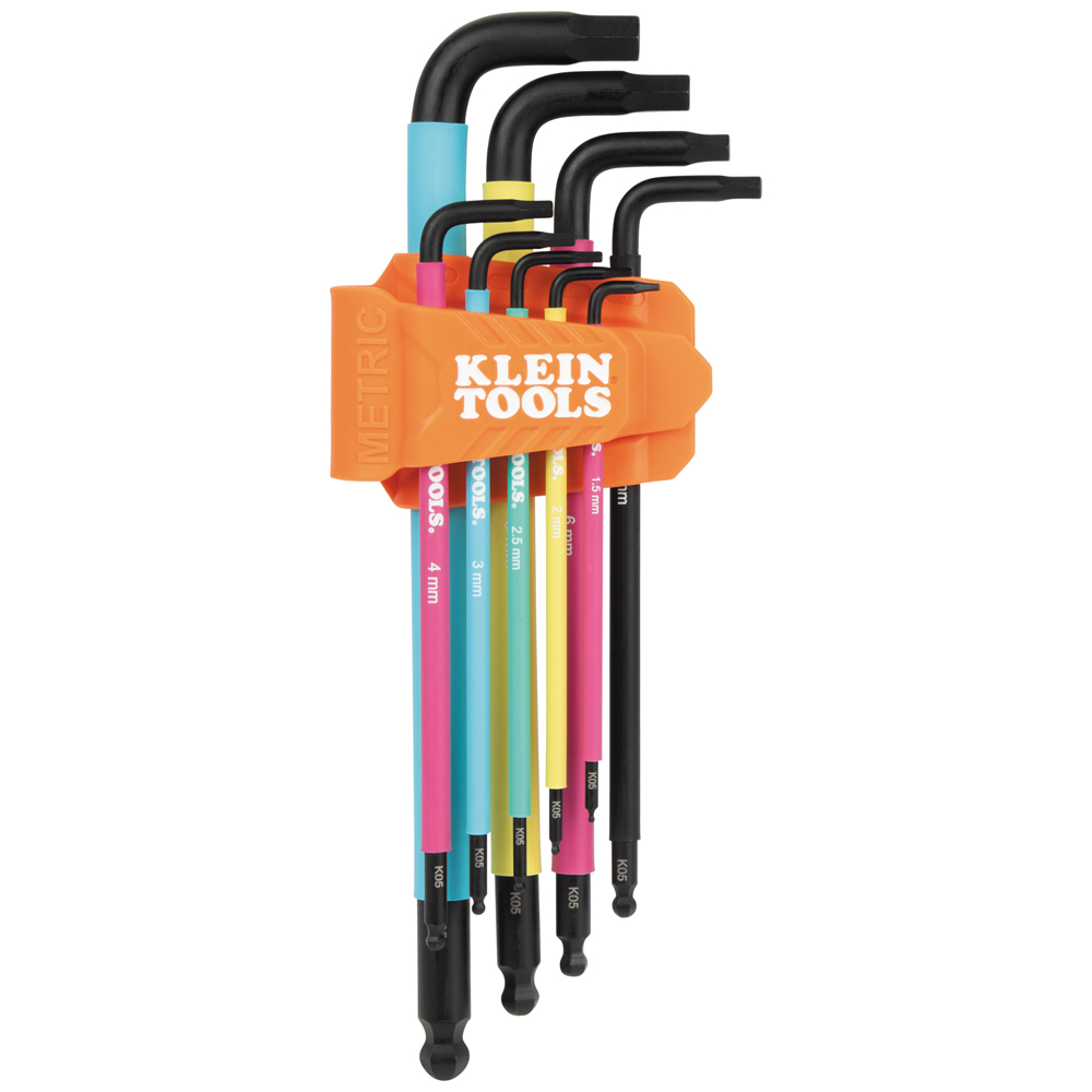 Klein Color Coded Extra-Long L Style Hex Key Caddy Set, Metric, 9-Piece # BLS9M