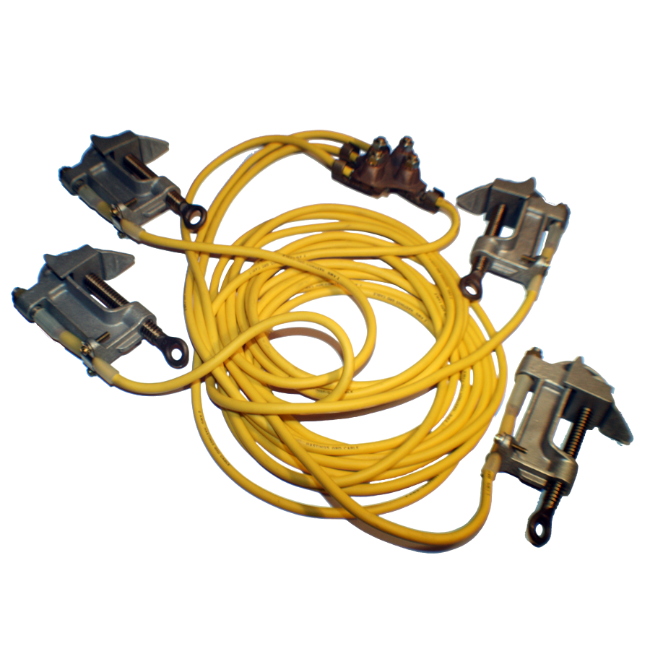 Cementex 4 Way Grounding Set with 1.5" Serrated Jaw Clamps 1/0 Cable 10'| 10'| 10' 8' # CPGS4W