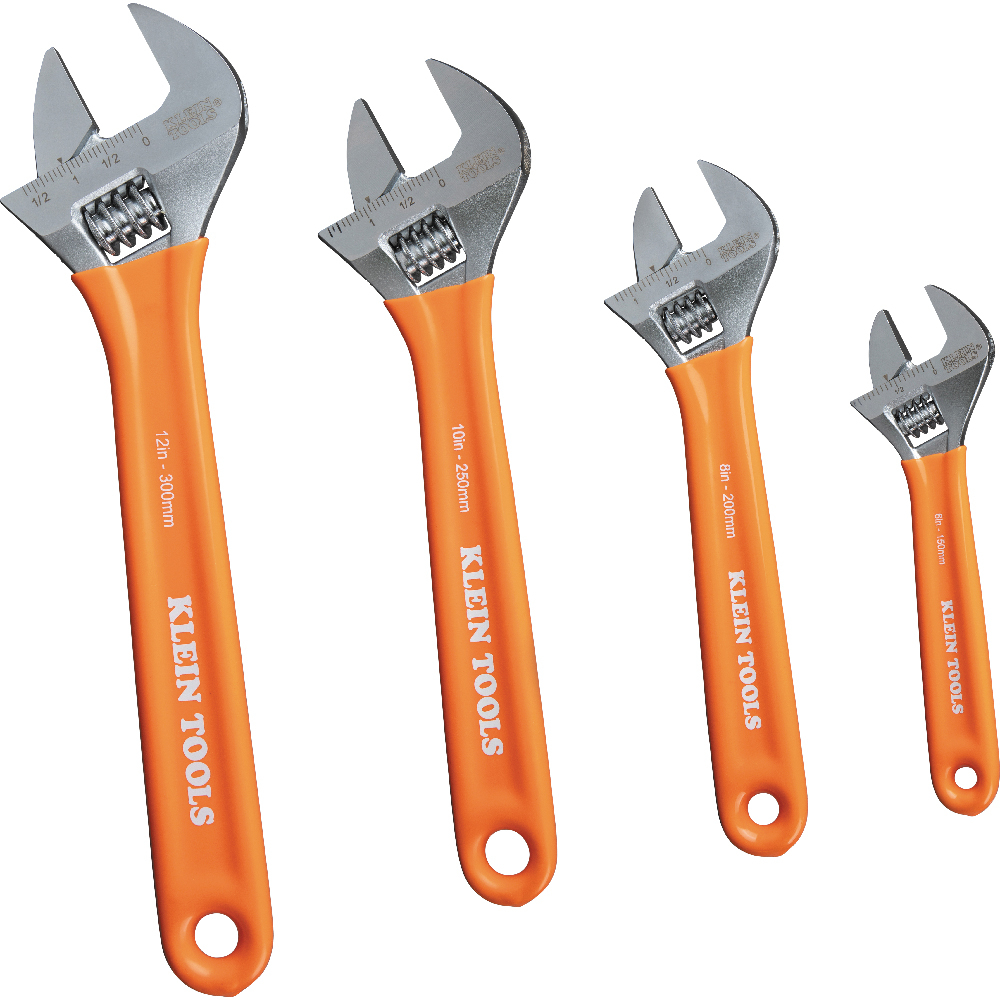 Klein Extra-Capacity Adjustable Wrenches, 4-Piece # D5074