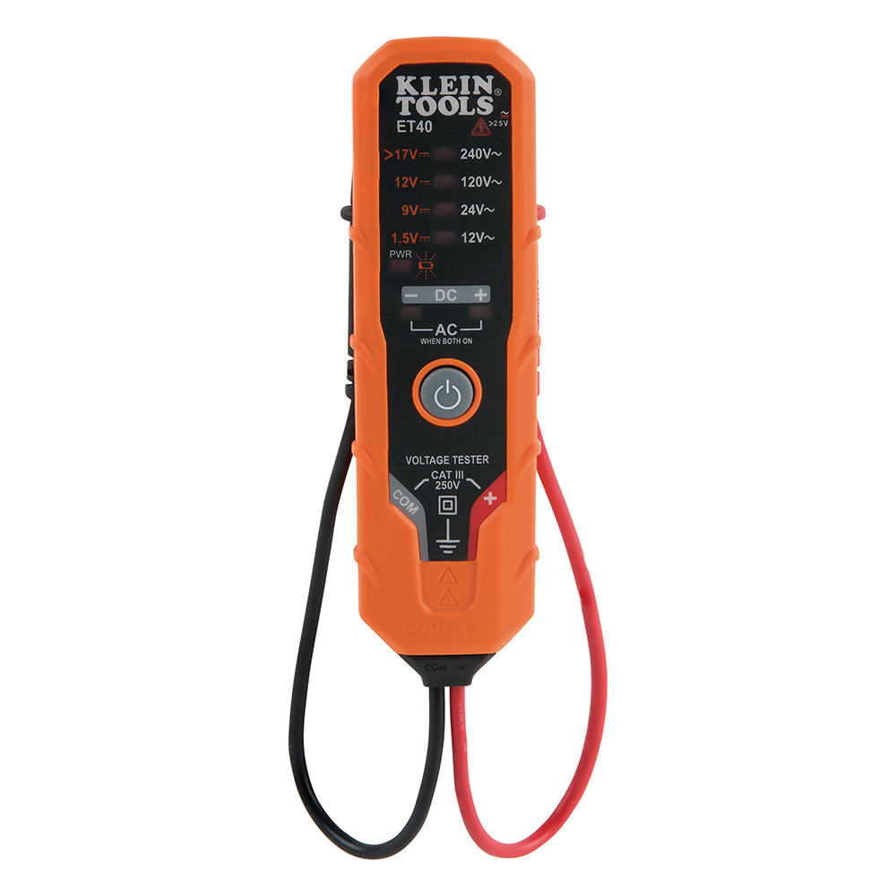 Klein Digital AC/DC Voltage Tester 12 to 240V AC, 1.5 to 24V DC # ET40