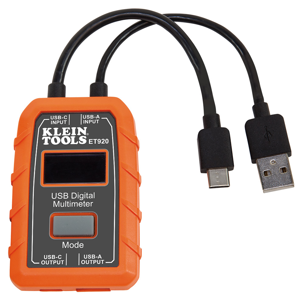 Klein USB Digital Meter, USB-A and USB-C # ET920