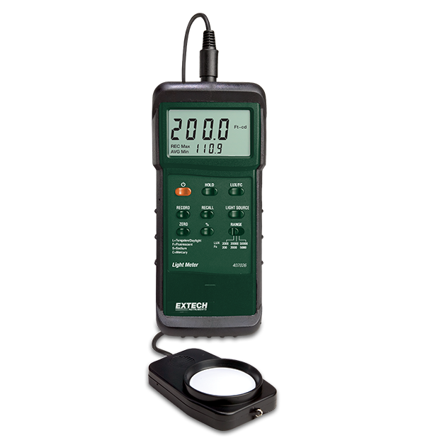 Extech 407026 Light Meter, FC/Lux Heavy Duty w/Holster # 407026