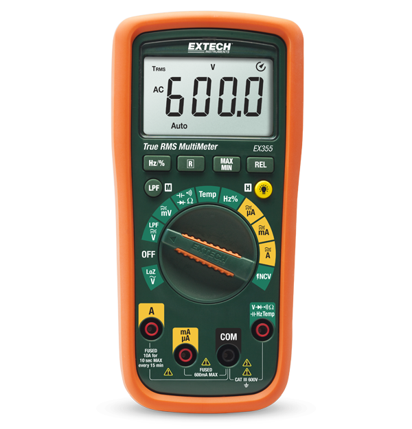 Extech EX355 Multimeter, Professional TRMS w/NCV + Temp # EX355