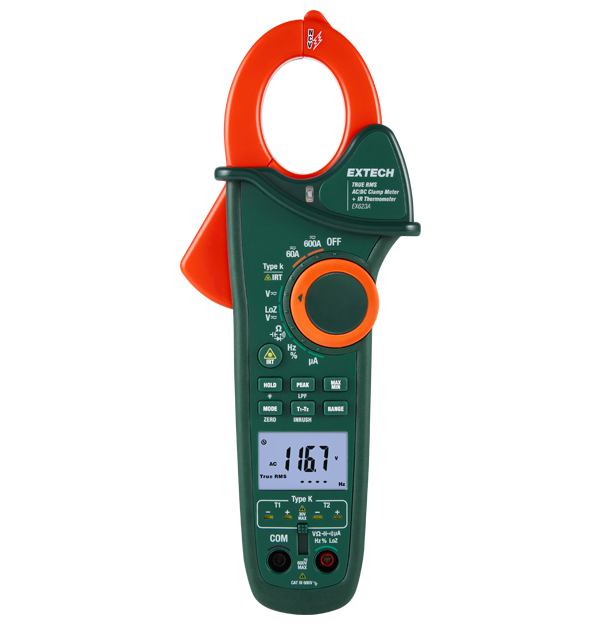 Extech EX623A-NIST 600A Dual Input AC/DC Clamp Meter + IR w/NIST # EX623A-NIST