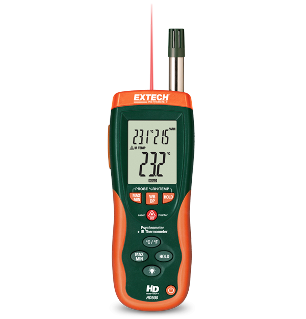 Extech HD500 Psychrometer + 30:1 IR Thermometer # HD500