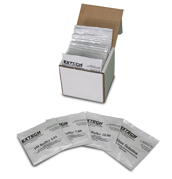 Extech PH103 pH Buffer Solutions, 20Pk Includes pH 4,7,10, Rinse # PH103