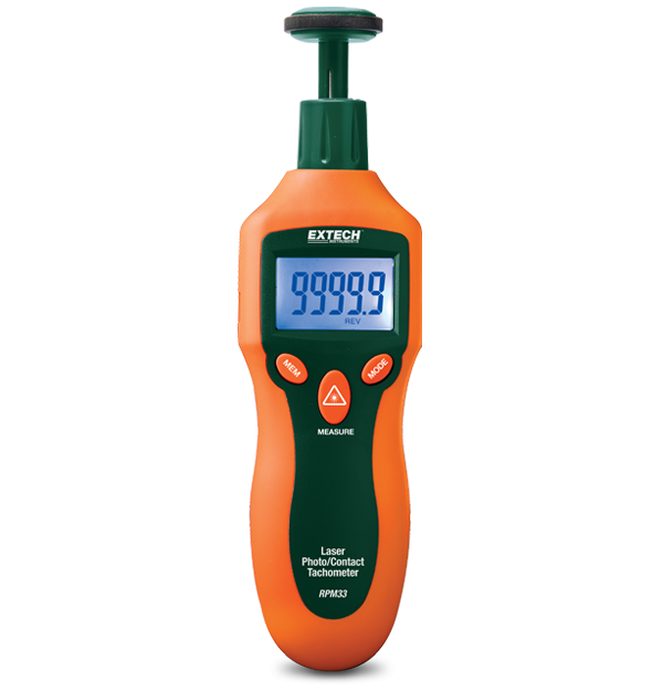 Extech RPM33-NIST Mini Laser Photo/Contact Tachometer w/NIST # RPM33-NIST
