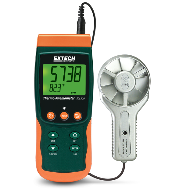 Extech SDL300 Metal Vane Thermo-Anemometer SD Logger # SDL300