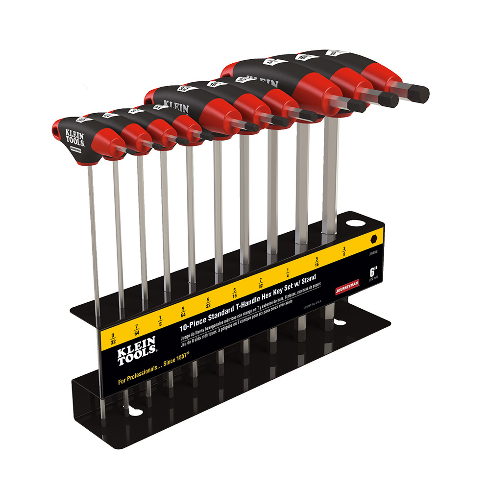 Klein Hex Key Set, SAE T-Handle, 6-Inch, with Stand, 10-Piece # JTH610E