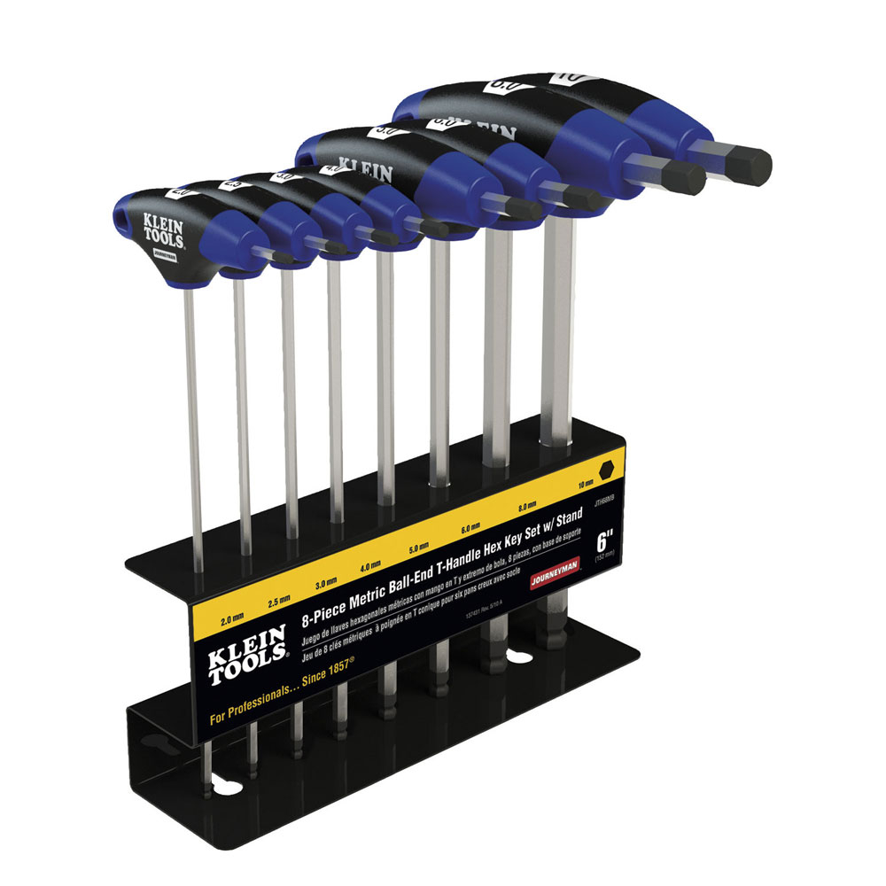 Klein Hex Kit Set, Metric, Ball End T-Handle, 6-Inch with Stand, 8-Piece # JTH68MB
