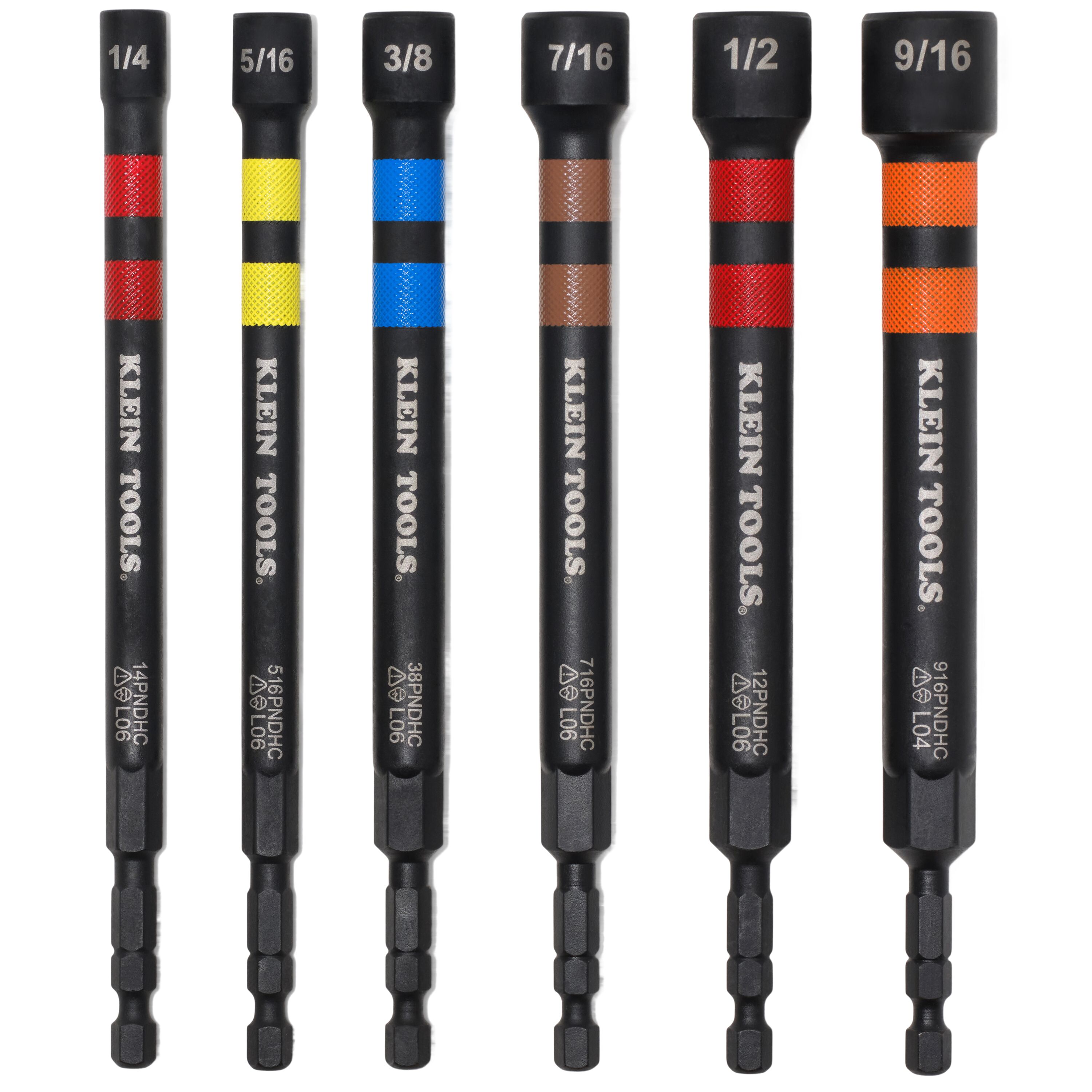 Klein Magnetic Hollow Color-Coded Power Nut Drivers Set, 6-Piece # 32940