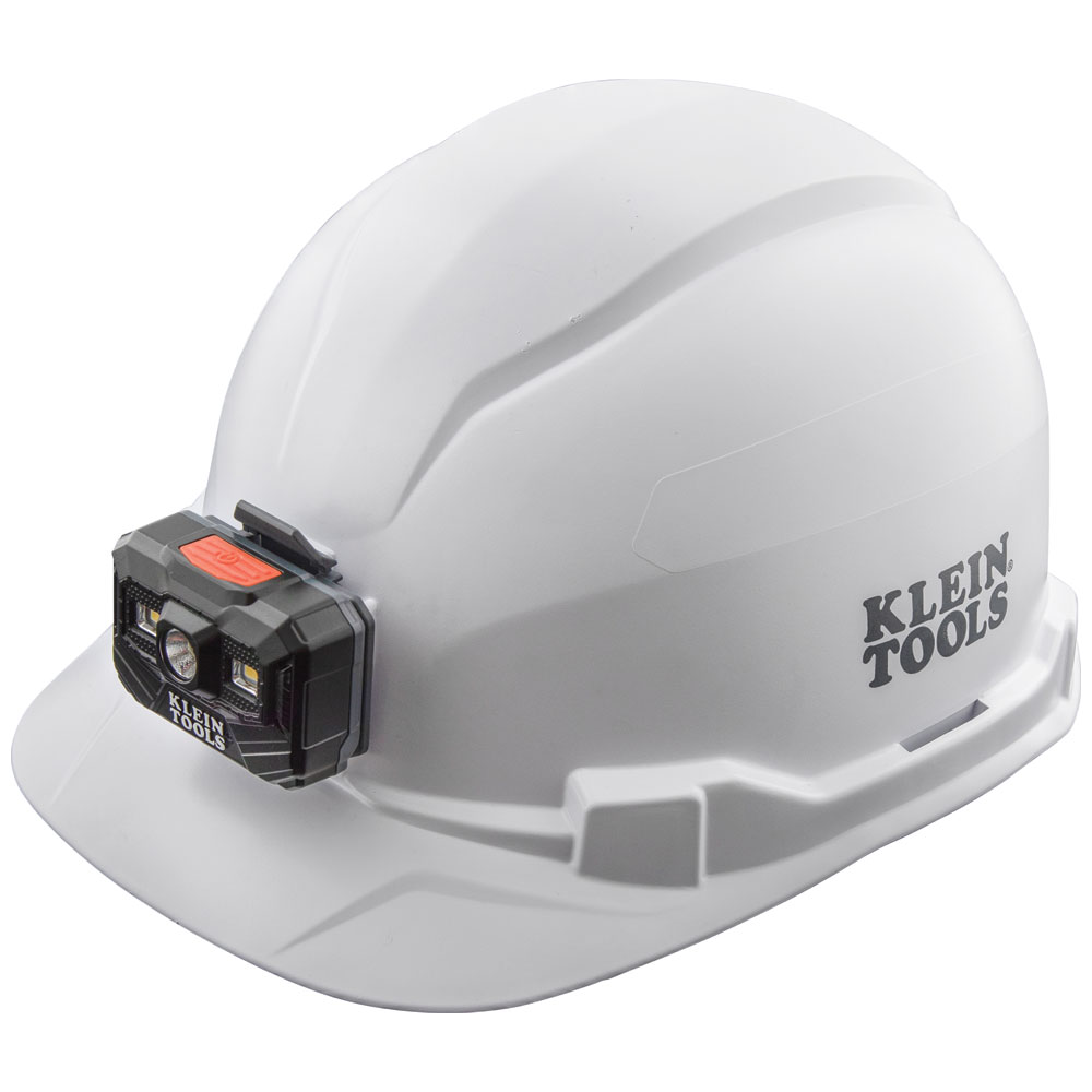 Klein Hard Hat, Non-Vented, Cap Style with Rechargeable Headlamp, White # 60107RL