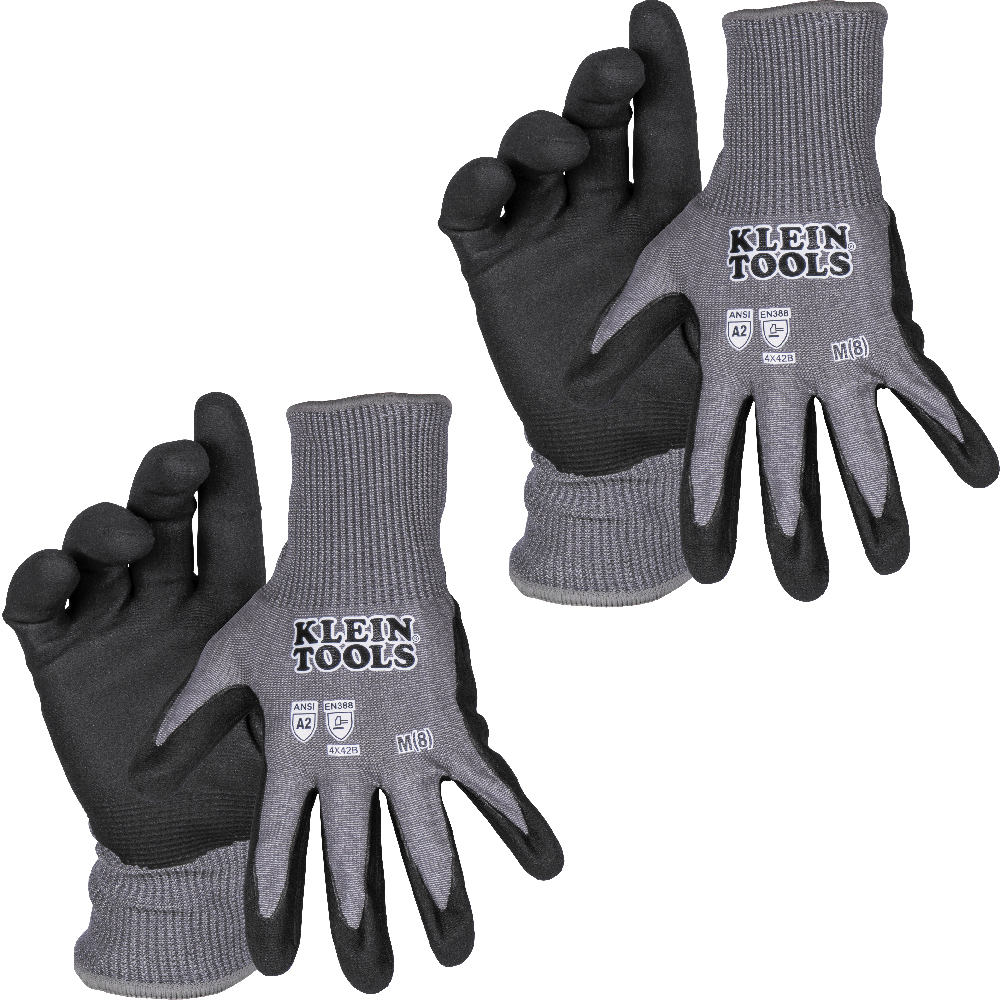 Klein Knit Dipped Gloves, Cut Level A2, Touchscreen, Small, 2-Pair # 60583