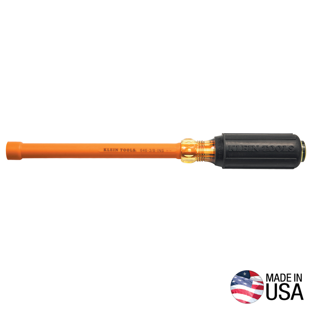 Klein 3/16-Inch Insulated Nut Driver 6-Inch Hollow Shaft # 646316INS