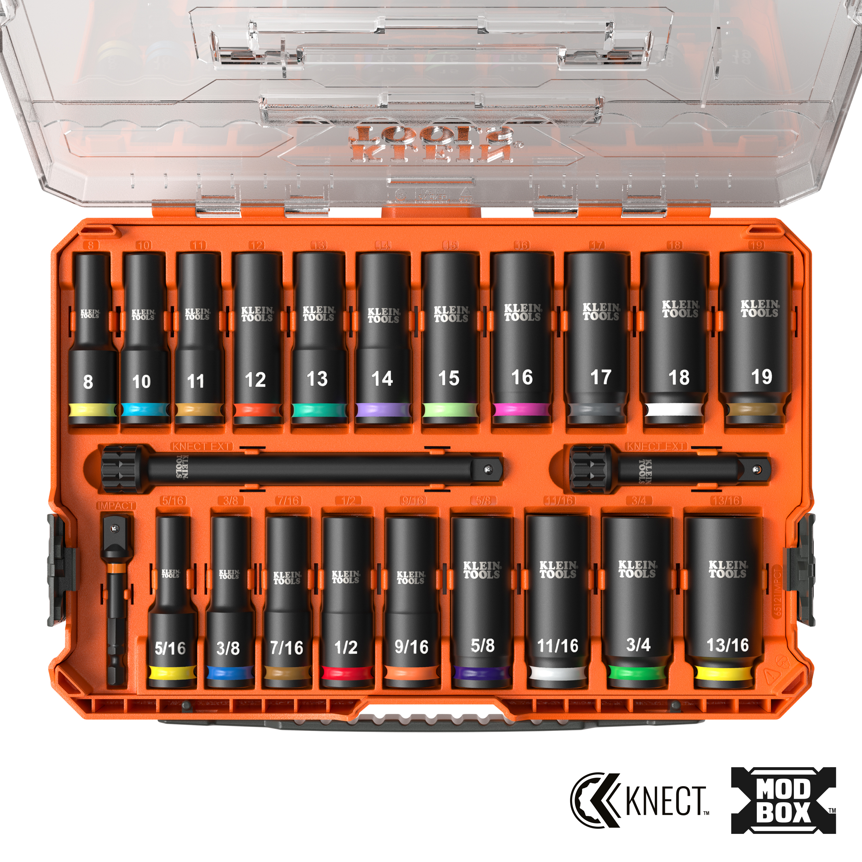 Klein KNECT Deep-Well 3/8-Inch Drive Socket Set, SAE and Metric, 23-Piece # 65121IMPCT