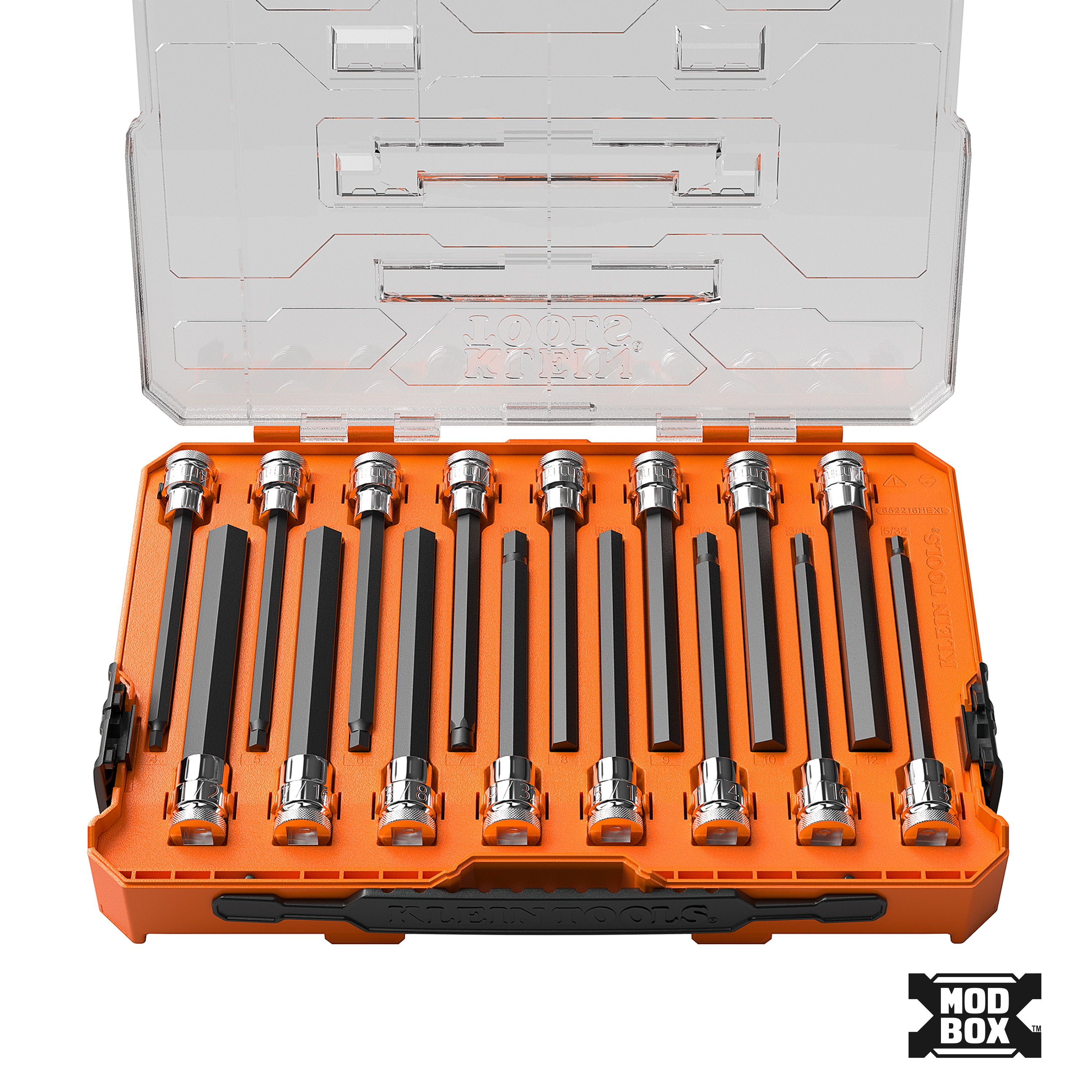 Klein Long Hex Bit Socket Set, SAE and Metric, 16-Piece # 652216HEXL