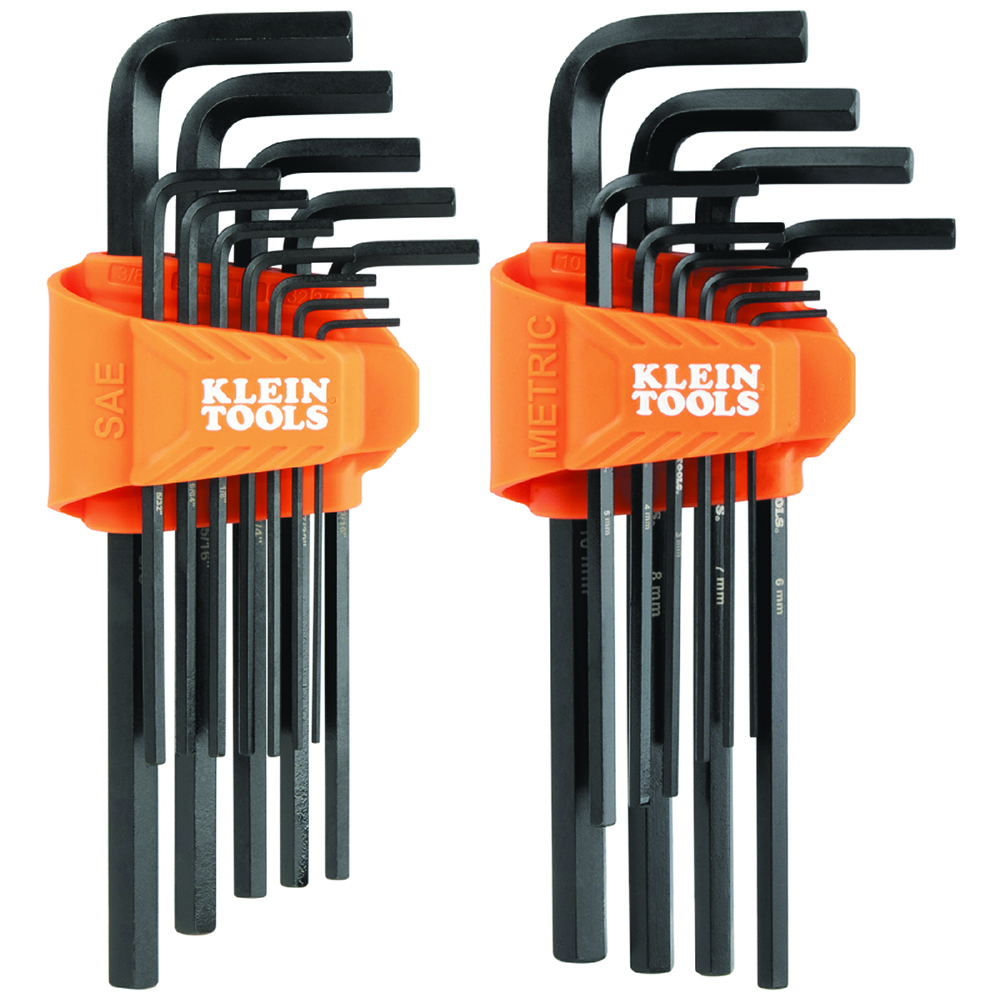 Klein L-Style Long Hex Key Set, SAE and Metric, 22-Piece # LS22