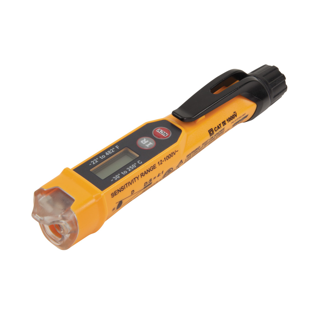 Klein Non-Contact Voltage Tester Pen with Infrared Thermometer, 12 to 1000V AC # NCVT-4IR