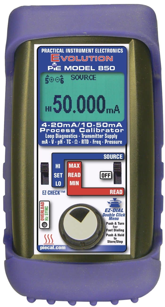 PIE 850 4-20 and 10-50 mA Multifunction Diagnostic Single-Channel Calibrator # PIE-850